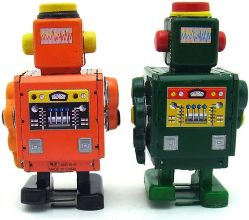 Miniatura 5 de Charmgle MS519 Retro Tin Toy Robot Wind-Up Toy Fotografía Decoración Novedad Regalo Colección Adulto (Naranja)