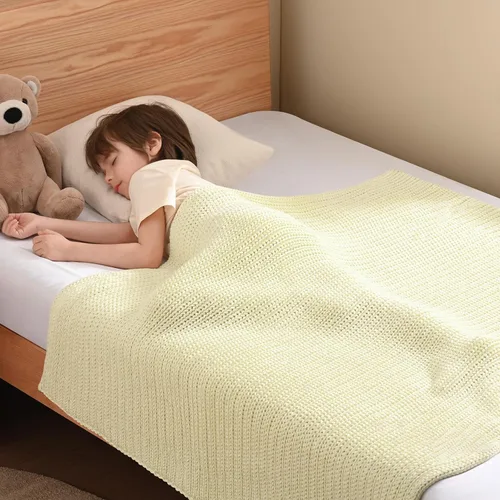 Miniatura 9 de Guohaoi Almohadilla de regazo con peso de punto (beige 20 x 30 pulgadas, 2 libras) sin cuentas, manta con peso refrescante para niños para siesta