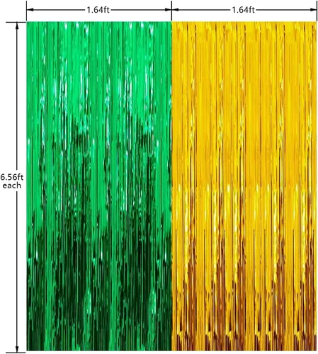 Miniatura 6 de Cortinas de flecos de papel de aluminio para decoración de fiesta de graduación 2026, telón de fondo para cabina de fotos de oro verde para San