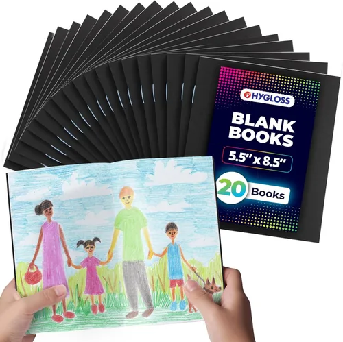 Miniatura 10 de Hygloss Libros en blanco – Paquete de 10 unidades – 5.5 x 8.5 pulgadas A5 colores surtidos – Libros en blanco de tapa blanda para que los niños