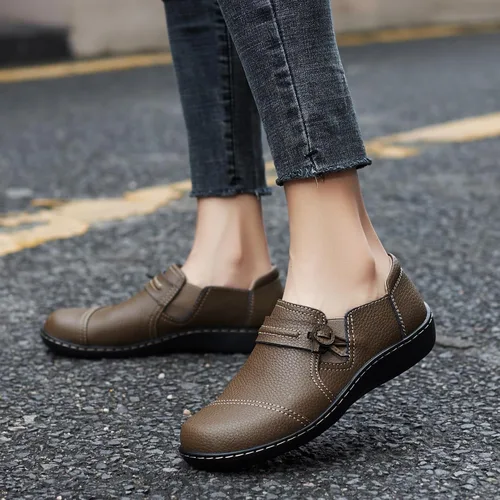 Miniatura 7 de LAZYPOP Mocasines de cuero clásicos y cómodos para mujer, bonitos zapatos de vestir informales, ligeros, para caminar, zapatos planos
