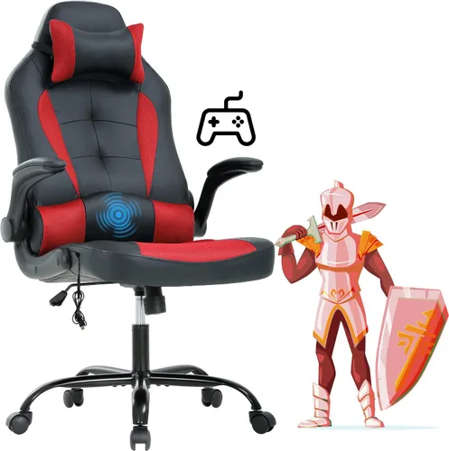Miniatura 9 de Silla de juegos, silla de oficina, silla de escritorio, silla ergonómica de respaldo alto con soporte lumbar, reposabrazos abatibles, reposacabezas