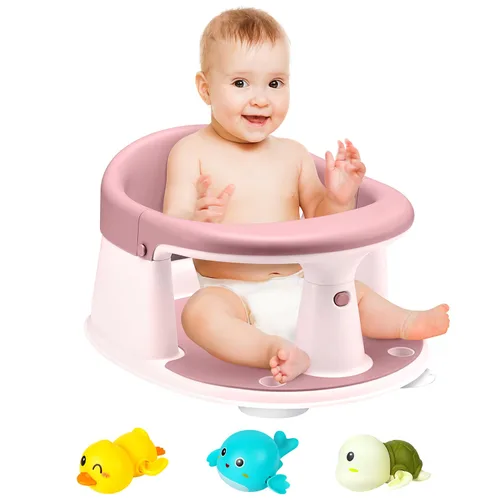 Miniatura 8 de Asiento de baño para bebé, asiento de bañera para niños pequeños de 6 a 12 a 24 meses, artículos esenciales de baño para bebés, gran regalo de ducha