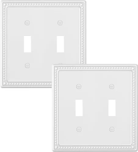 Miniatura 56 de Paquete de 4 placas de cubierta para interruptor de luz de palanca individual, cubiertas decorativas de perlas, placa de pared de metal almendra