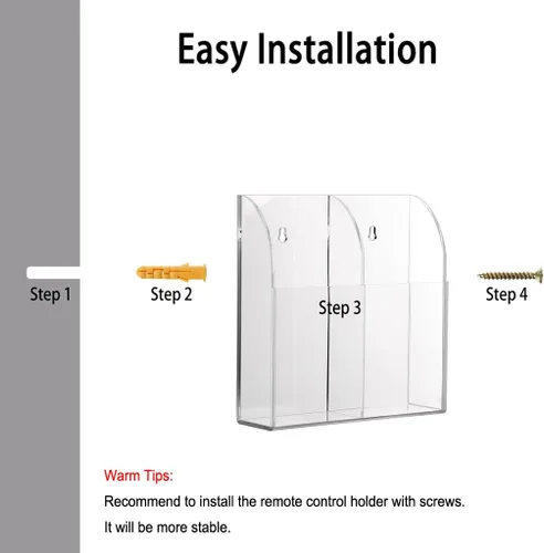 Miniatura 4 de Hipiwe Soporte para control remoto de montaje en pared, organizador de medios de acrílico transparente, caja de almacenamiento, mesa de centro