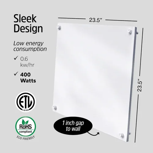 Miniatura 4 de EconoHome Calentador de pared de convección con termostato – Panel de calentador eléctrico de pared de 400 W – Modelo actualizado, 120 V – Calienta