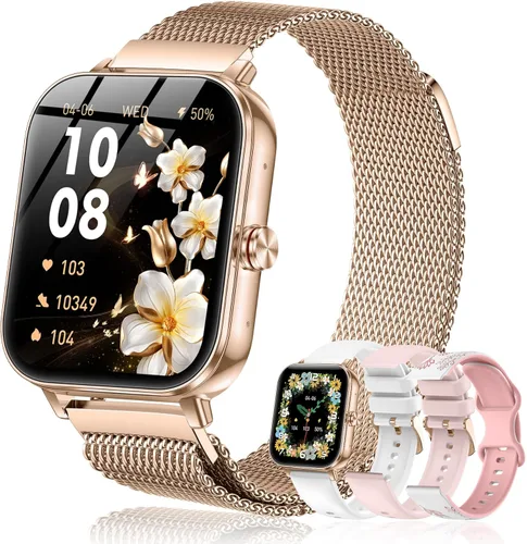 Miniatura 10 de Reloj inteligente para mujer (respuesta/hacer llamadas), pantalla táctil HD de 1.85 pulgadas con 4 bandas, más de 120 modos deportivos, impermeable