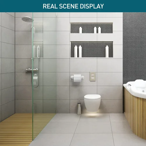 Miniatura 3 de POKIM Soporte de papel higiénico blanco de cerámica con pivote flexible para baño, montado en la pared, de metal, rollo jumbo de tejido, SUS 304