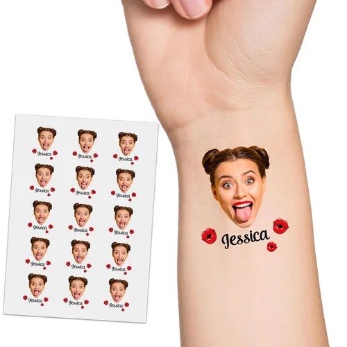 Miniatura 29 de YESCUSTOM Tatuajes temporales personalizados con foto, tatuaje facial personalizado con logotipo para adultos, parejas, mujeres, hombres, tatuajes