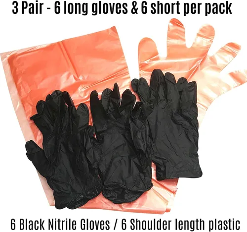 Miniatura 2 de Guantes de ciervo para aderezo con guantes largos y cortos para el intestino (negro/naranja, paquete de 3 (6 pares))