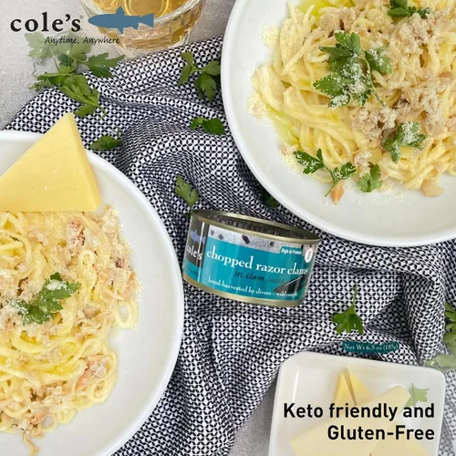 Miniatura 5 de Coles almejas enlatadas y picadas: cosechadas en agua cristalina, alimentos sin gluten, almejas altas en proteínas y bajas en calorías