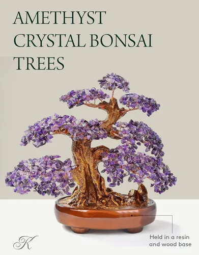 Miniatura 4 de KALIFANO Amatista natural (1,251 piedras preciosas) Árbol de cristal de chakra con propiedades curativas – Bonsái Feng Shui árbol de dinero