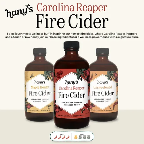 Miniatura 3 de Hany's Harvest Carolina Reaper Fire Cider – Botella de vidrio de 16 fl oz Todo natural, lote pequeño, hecho a mano, sin OMG, sin gluten