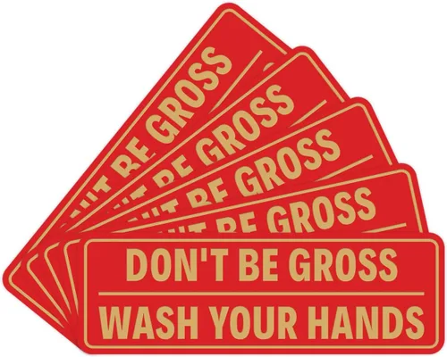 Miniatura 41 de Letrero estándar para puerta o pared, diseño de "Don't Be Gross ("Wash Your Hands"), color negro, mediano