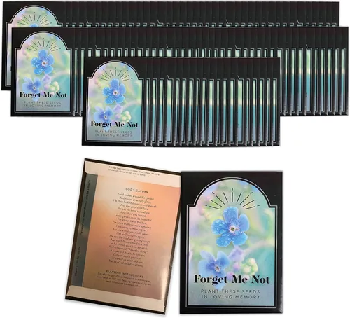 Miniatura 7 de 50 paquetes de semillas conmemorativas de Funeral Favors Forget Me Not - 50 paquetes de semillas individuales - Celebración de la vida - Recuerdos