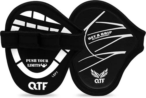 Miniatura 10 de QTF Puños de elevación para levantamiento de pesas, guantes de goma para gimnasio, protector de palma de gimnasio, almohadillas de agarre