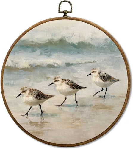 Miniatura 16 de JUIOEIU Decoración de pared redonda de búho de hongo con núcleo de cabaña, impresiones en lienzo enmarcadas con diseño de búho lluvioso oscuro