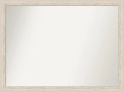 Miniatura 326 de Amanti Art Espejo de baño blanco para sobre el fregadero, 30 x 35 pulgadas, espejo de tocador rectangular estrecho de Eva de oro blanco, marco