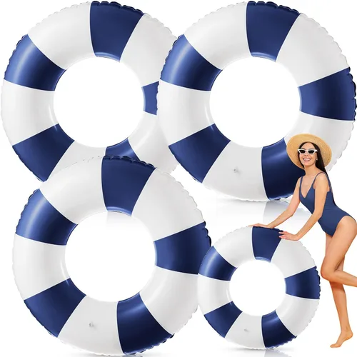 Arrowbash Flotador inflable jumbo de 47.24 pulgadas, tubos de piscina, anillos clásicos a rayas para adolescentes y adultos, tubo interior inflable