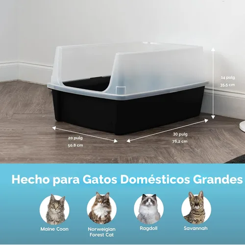 Miniatura 2 de IRIS USA Caja de arena XX-Large para gatos, caja de arena extragrande con parte superior abierta para gatos grandes y hogares con varios gatos