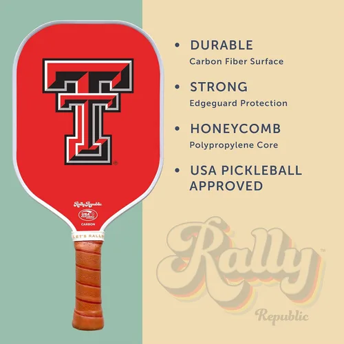 Miniatura 4 de Raqueta de pickleball colegial oficialmente licenciada - Raqueta aprobada por la Asociación de Pickleball de EE. UU. - Núcleo de nido de abeja Texas