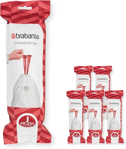 Miniatura 35 de Bolsas de basura Brabantia PerfectFit (Tamaño M/16 Gal) Bolsas gruesas de plástico para caneca de basura con asas de cordón (40 bolsas)
