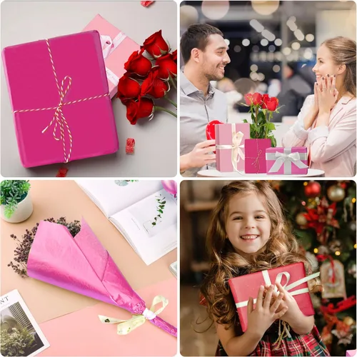 Miniatura 3 de 30 hojas de papel de seda rosa para bolsas de regalo, papel de seda rosa surtido a granel para decoración de bodas, cumpleaños, proyectos