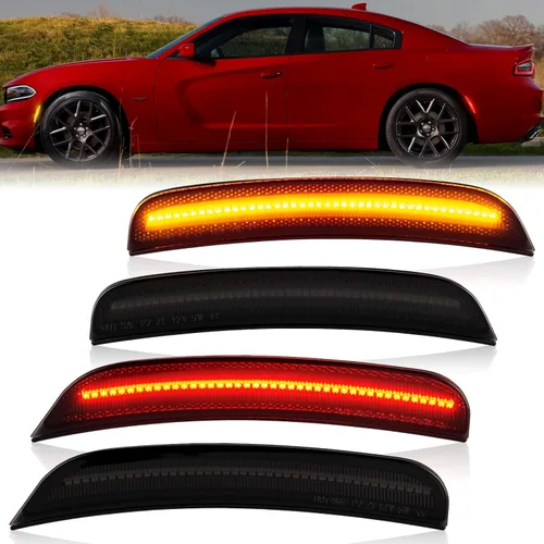 Gempro - Luces LED de señalización lateral compatibles con Dodge Charger LD 2015-2023, lámparas de marcador de parachoques delantero y trasero con
