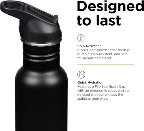 Miniatura 4 de Klean Kanteen Botella de Agua Clásica de 18 oz con Tapa Deportiva Flip Seal y Pajita - Boquilla y Tapa 100% a Prueba de Fugas - Material Duradero