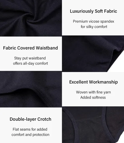 Miniatura 4 de wirarpa - Pantaletas ropa interior modal de bambú ultra suave cintura alta para mujer multipack
