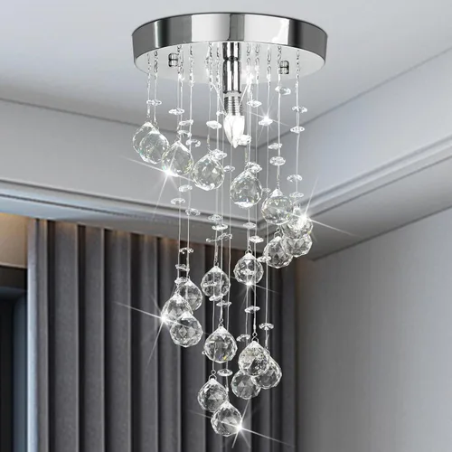 Miniatura 12 de 3-Lights Spairal Crystal Chandelier,Modern Raindrop Light Fixture Pendant Ceiling Mount Lamp Lighting Fixtures for LivingRoom, Bedroom, Bathroom D9