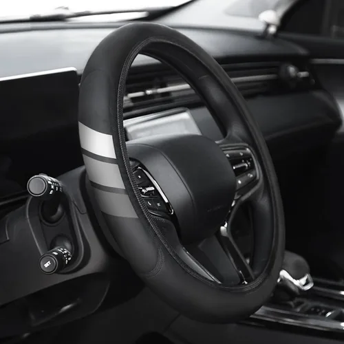 Miniatura 9 de Funda de cuero prémium para volante compatible con Dodge Charger Challenger Durango RAM 1500 coches, ajuste universal de 14 a 15 pulgadas