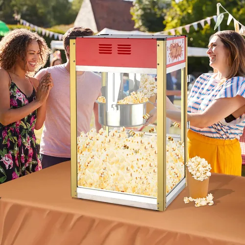 Miniatura 7 de ROVSUN Máquina comercial de palomitas de maíz estilo cine con hervidor de 12 onzas que hace hasta 80 tazas, máquina de palomitas de maíz para Rojo