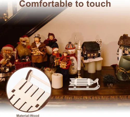 Miniatura 7 de jojofuny 12 piezas de decoración de trineo de madera: mini trineo para adorno de Navidad, adornos de trineo de madera sin terminar