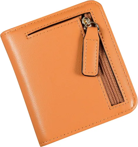 Miniatura 8 de Cartera pequeña para mujer, con bloqueo RFID, de cuero, plegable, compacta, tarjetero para mujer, con cremallera, bolsillo para monedas, ventana