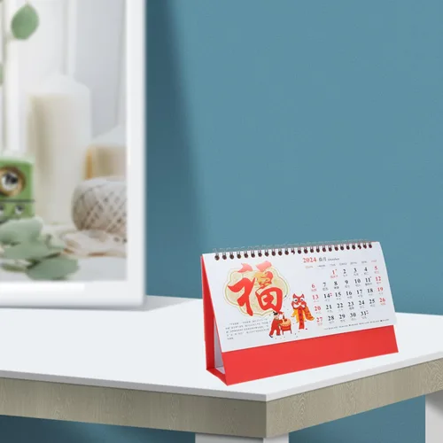 Miniatura 8 de NUOBESTY Calendario chino de escritorio 2024, calendario del año del dragón, calendario de escritorio chino lunar en espiral, calendario para Rojo1