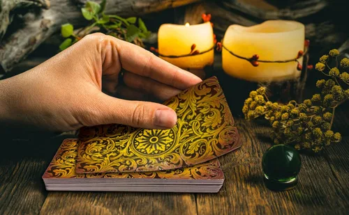 Miniatura 2 de IXIGER Baraja de tarot con guía y caja, juego de 78 cartas de tarot, tarjetas de adivinación para principiantes y expertos (oro esmaltado vintage)