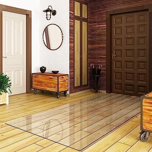 Miniatura 3 de OXIGG Tapete transparente de 6 x 8 pies, protector de piso de vinilo resistente para madera dura, azulejos, áreas de mascotas, tapete antideslizante