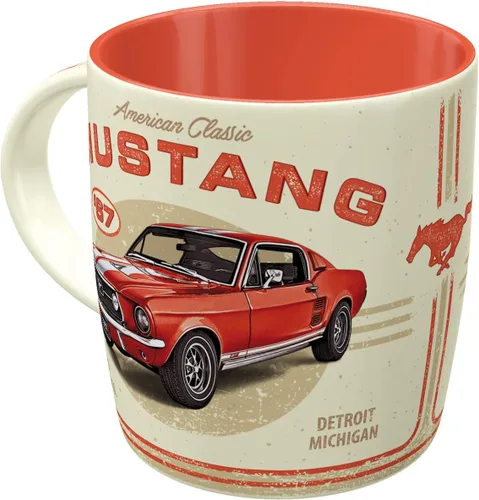 Nostalgic-Art Taza de café retro, 11.2 oz, Ford Mustang – GT 1967 Red – Idea de regalo para los fanáticos de Ford, producto oficial de licencia