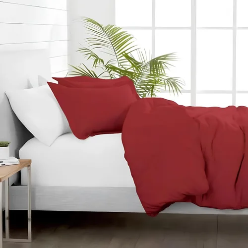 Miniatura 3 de INDACORIFY Juego de 3 piezas de funda de edredón de algodón rojo, ropa de cama bohemia 100% algodón lavado, exclusiva funda de edredón Uo, ropa