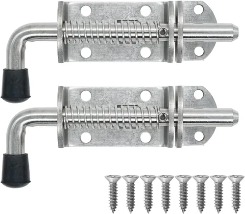 Miniatura 14 de JQK pasador de pestillo con resorte, perno de barril de acero inoxidable 304 engrosado de 2 mm para cerradura de puerta, acabado cepillado de 5 Negro