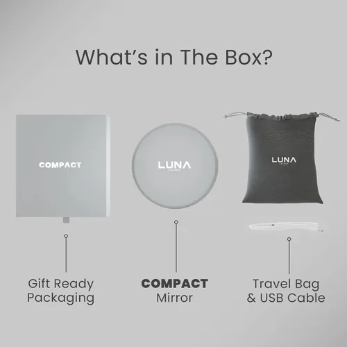 Miniatura 5 de LUNA London Compact Travel Mirror Travel Makeup Mirror with Light LED Lighted Vanity Mirror with 3 Light Modes 7X Magnification Folding Chalk