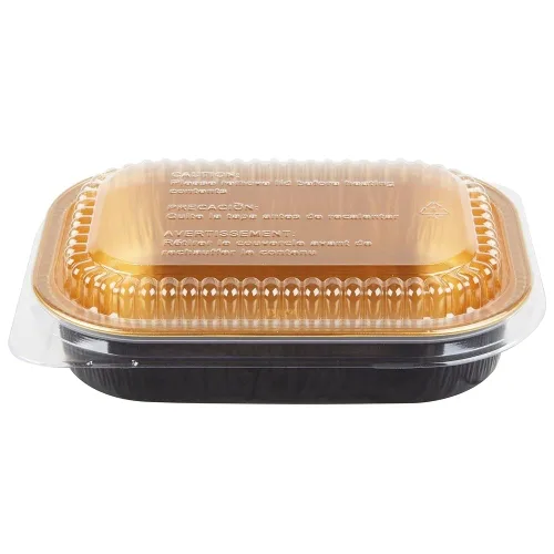 Miniatura 6 de Durable Packaging recipiente de plástico para plato principal con tapa de cúpula, tamaño grande, S, Negro y Dorado, 100