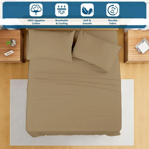Miniatura 127 de Shreem Linen Olympic - Juego de sábanas tamaño Queen de 66 x 80 pulgadas, 100% algodón egipcio, juego de ropa de cama de 4 piezas, se adapta a Azul