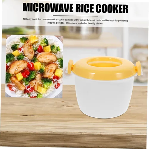 Miniatura 4 de Hemoton Mini microondas microondas arrocera olla olla de alimentos recipiente de vapor cocina con tapa portátil microondas utensilios de cocina
