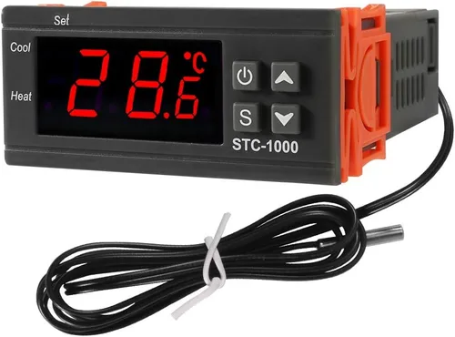 Dorhea Controlador de temperatura LCD digital 10A DC 24V Termostato STC-1000 3.3 ft Sensor NTC Termostato Regulador Calentador Enfriador 2 Salida de