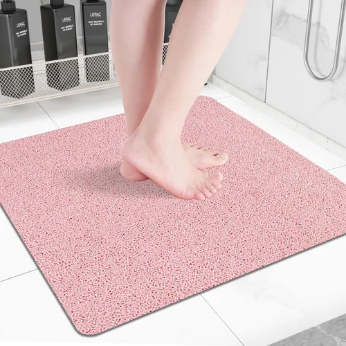 Miniatura 8 de Tapete de ducha cuadrado antideslizante de 24 x 24 pulgadas, tapete de baño de drenaje rápido para suelo de ducha, tapete de ducha texturizado