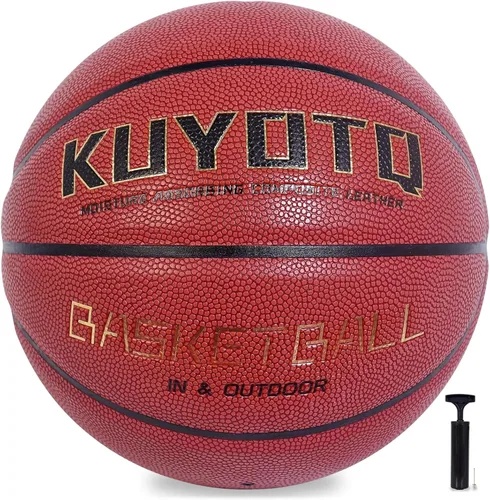 Miniatura 17 de KUYOTQ - Baloncesto para niños, jóvenes y adultos, tamaño 3/4/5/6/7 (22/25.5/27.5/28.5/29.5"), baloncesto premium de goma o cuero sintético