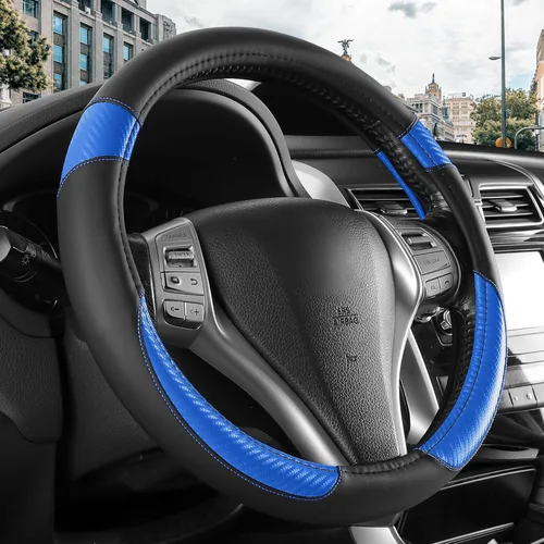 Funda antideslizante de piel de napa para volante de automóvil, accesorios universales para automóvil para mujeres y hombres, apto para SUV de 14