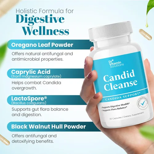 Miniatura 6 de Suplemento de limpieza de cándida con apoyo GLP-1 - Hoja de orégano, ácido caprílico y LactoSpore Pastillas de apoyo para la candida para la salud